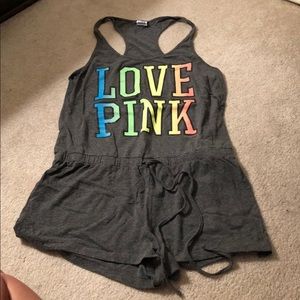 Pink gray romper